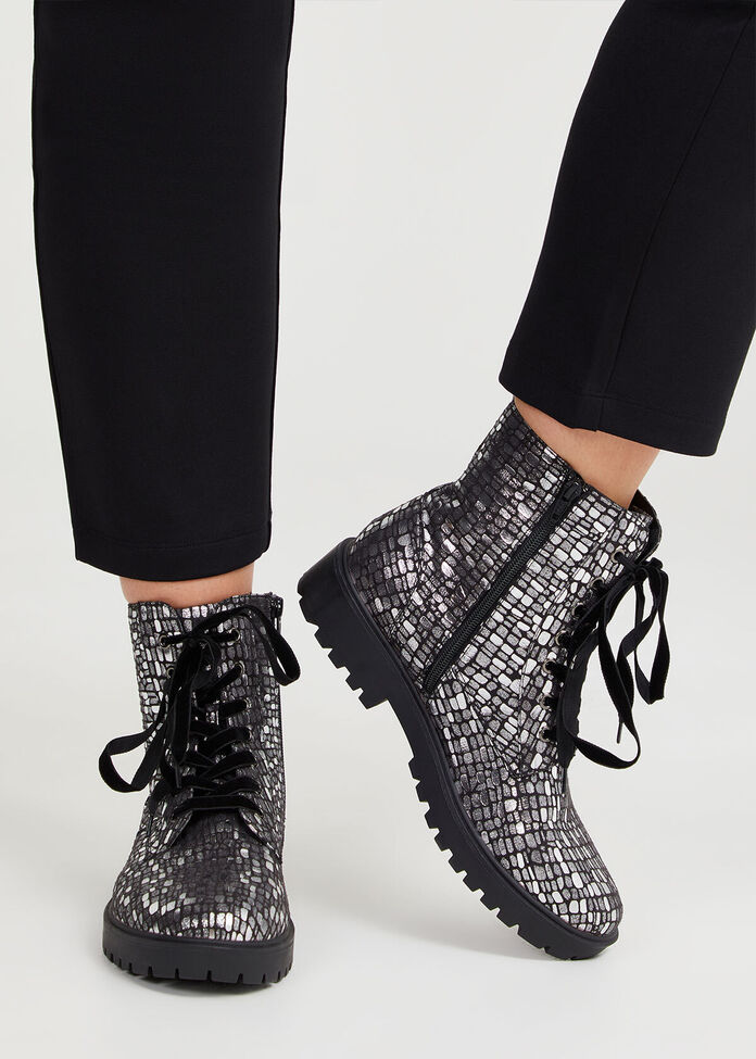 Metallic Lace Up Boot, , hi-res