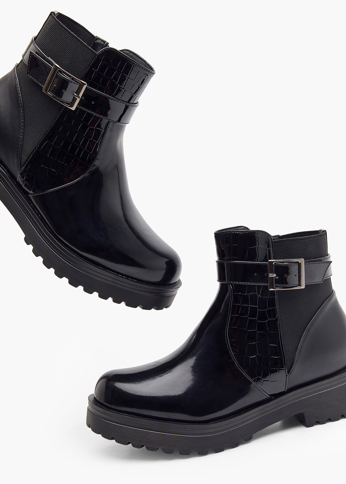 Black patent croc boots outlet