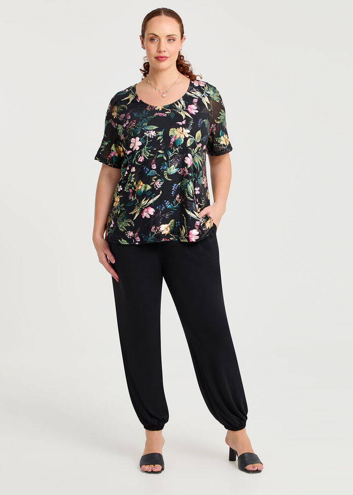 Foil Floral Mesh Top, , hi-res