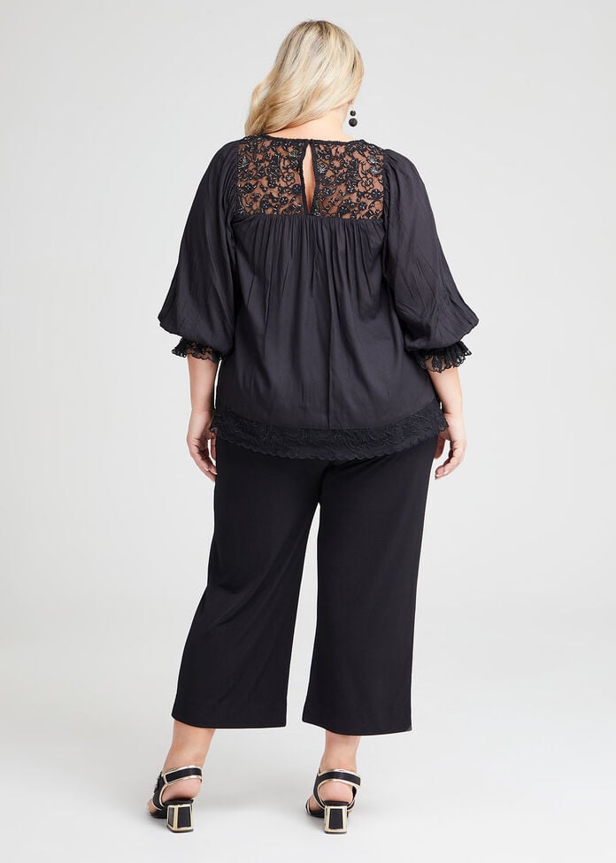 Shop Plus Size Natural Glam Beaded Lace Top in Black | Taking Shape AU