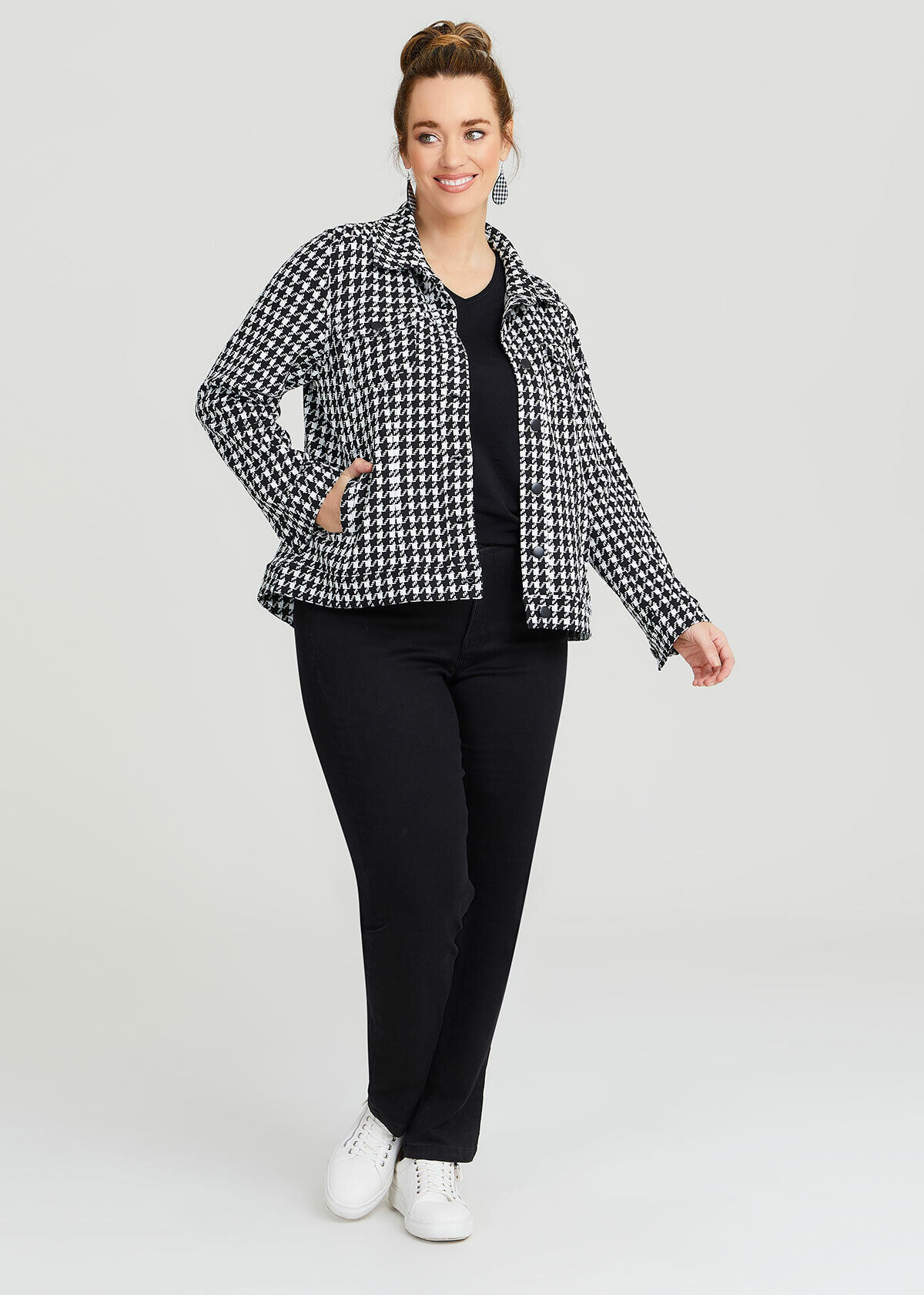 Houndstooth jacket plus size shop