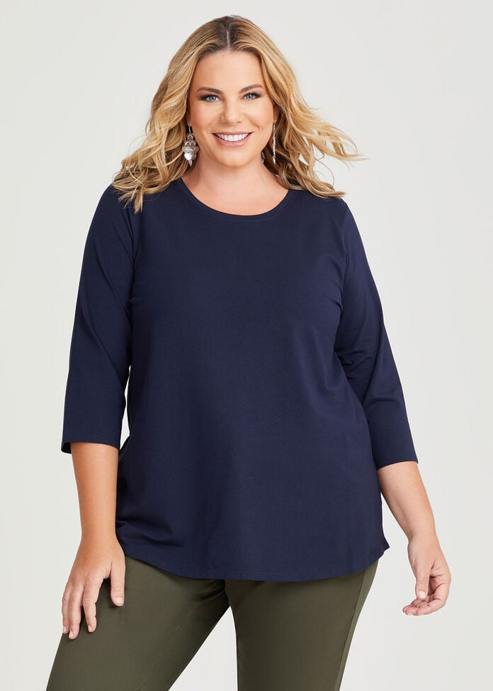 Good Earth Australian Cotton 3/4 T-Shirt, , hi-res