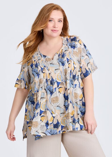 Plus Size Polly Pintuck Natural Top