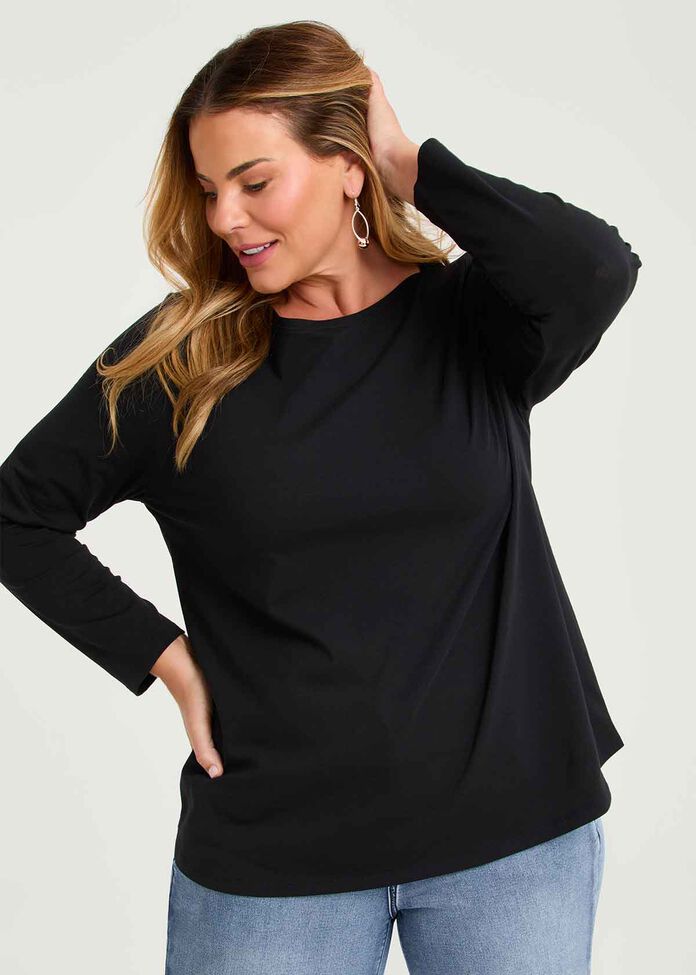 Good Earth Cotton Australian Cotton Boat Neck Top, , hi-res