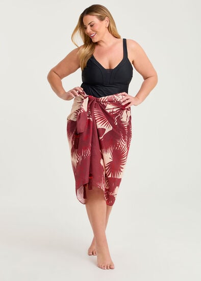 Plus Size Natural Tones Palm Sarong