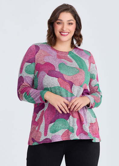 Plus Size Bamboo Mosaic Abstract Cosy Top