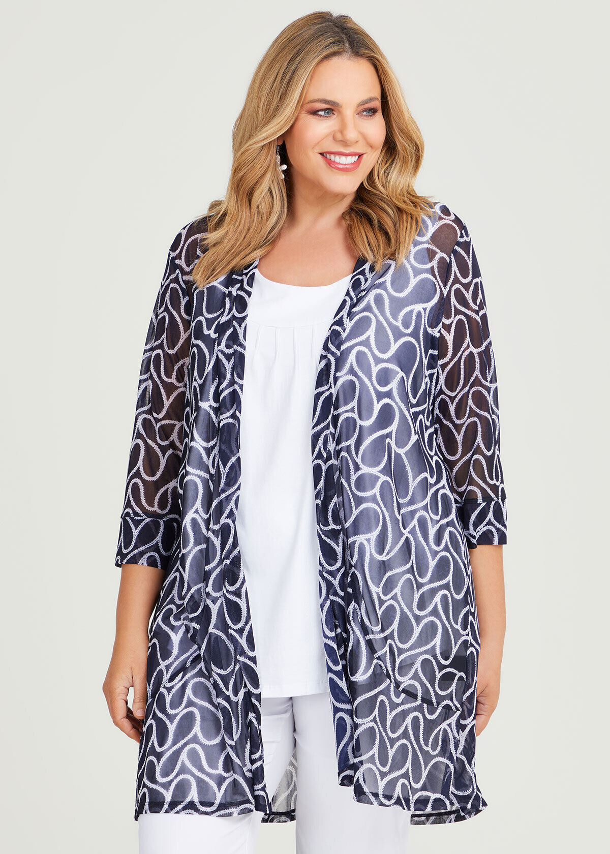 Mesh long cardigan online