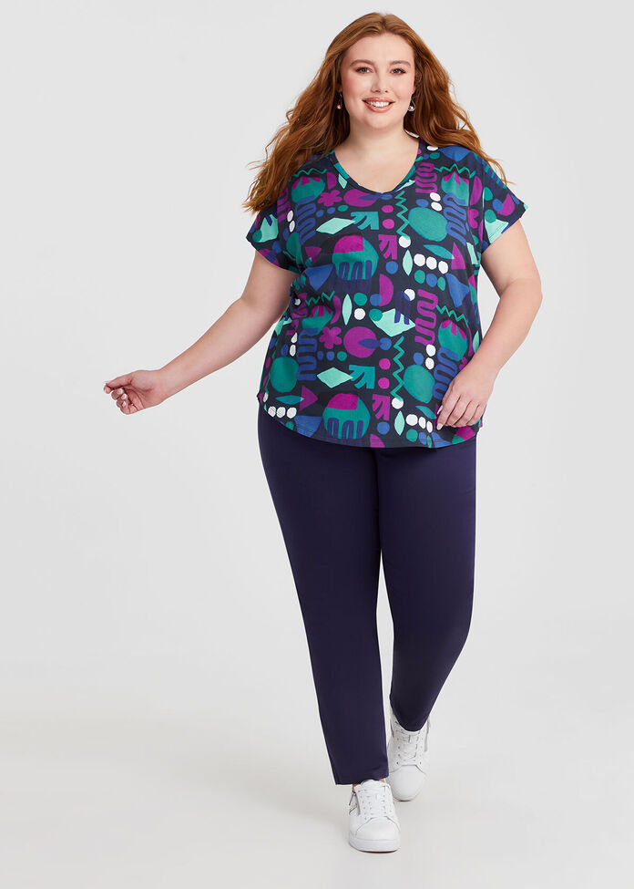 Cotton Abstract Art T-shirt, , hi-res