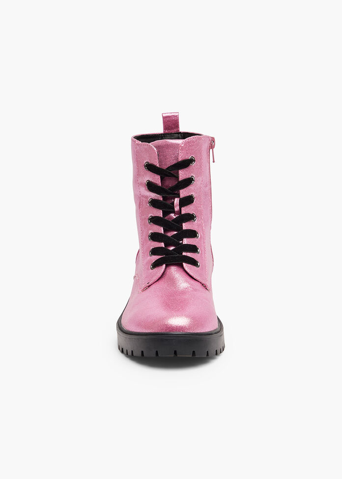 Sparkly Lace Up Boot, LIGHT PINK, hi-res