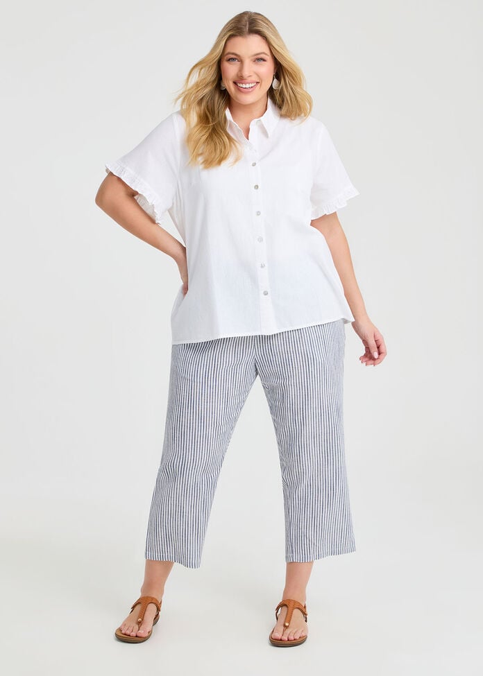 Cotton Linen Frill Shirt, , hi-res