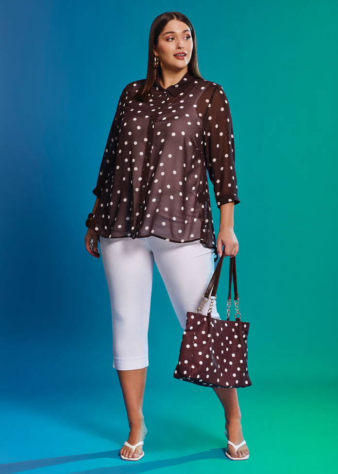 Chiffon Polka Dot Shirt, , hi-res
