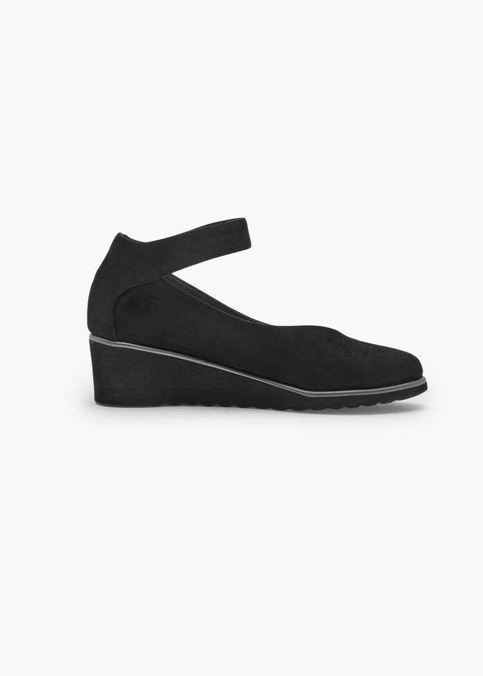 Wedge Ankle Strap Court in Black, Sizes 1230 Taking Shape NZ