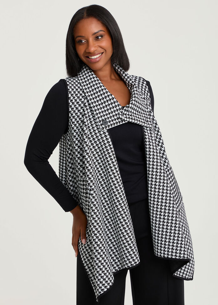 Check Ponte Drape Vest, , hi-res