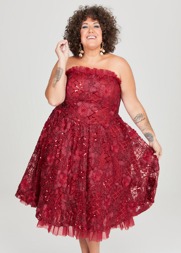Eve Tulle Sequin Flower Dress, , hi-res