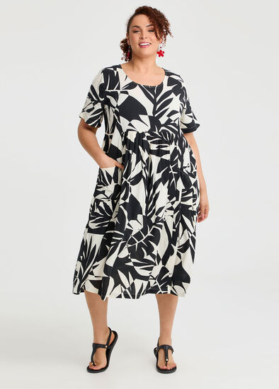 Plus Size Natural Pocket Midi Dress