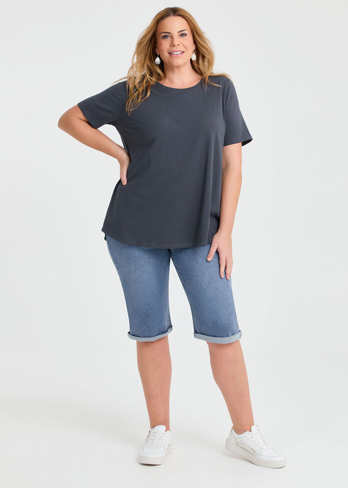 Australian Cotton Crew Neck T-shirt, GRAPHITE, hi-res