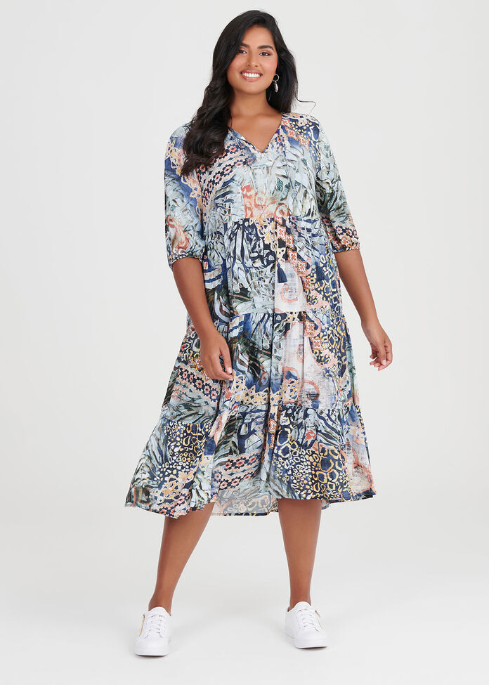 Shop Plus Size Natural Tropical Dress in Multi | Taking Shape AU