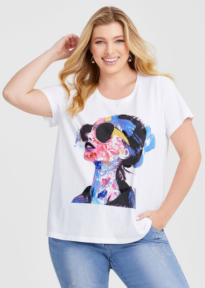 Cotton Graffiti Face T-shirt, , hi-res