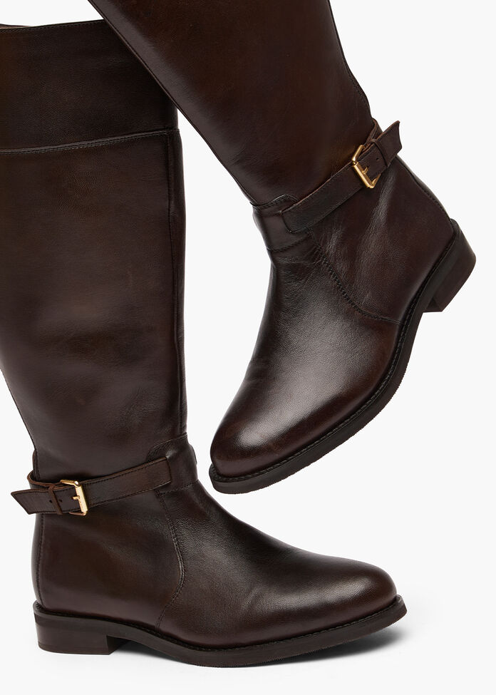 Leather Buckle Knee Boot, , hi-res