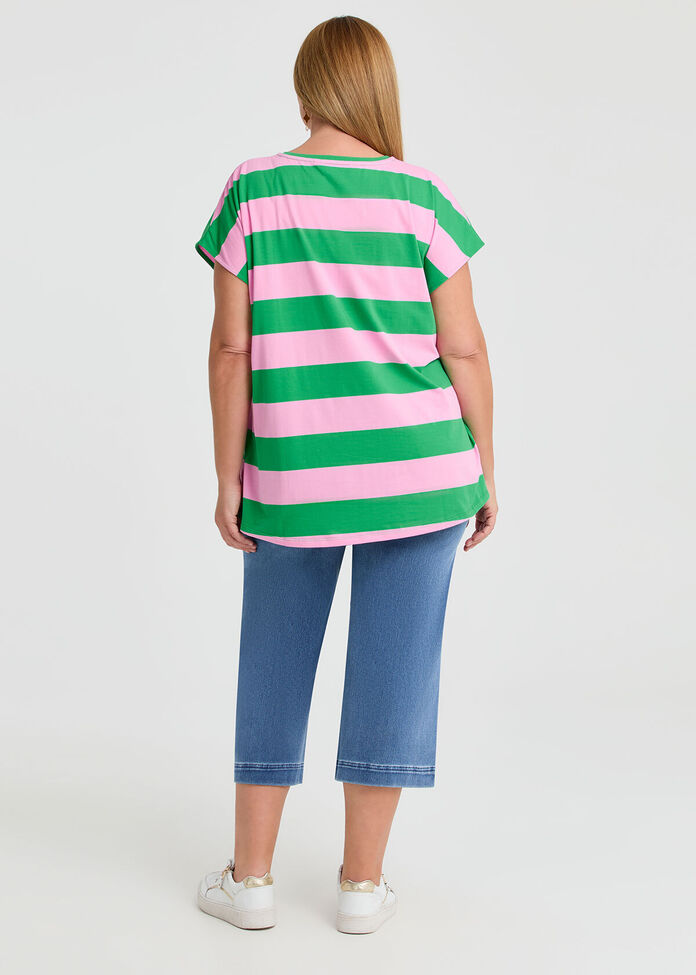 Cotton Block Stripe T-shirt, , hi-res