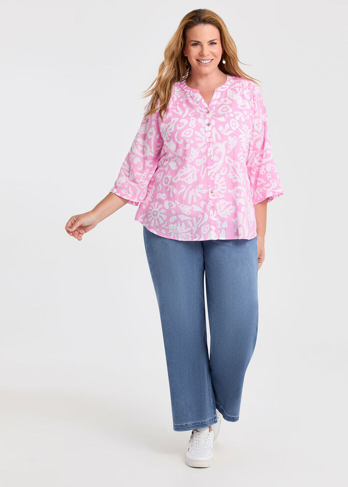 Cotton Batik Print Top, , hi-res
