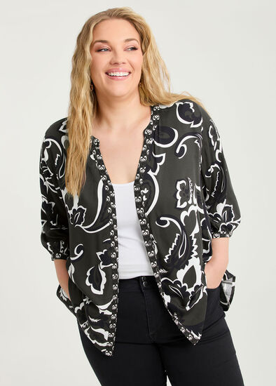 Plus Size Natural Paisley Mirage Top