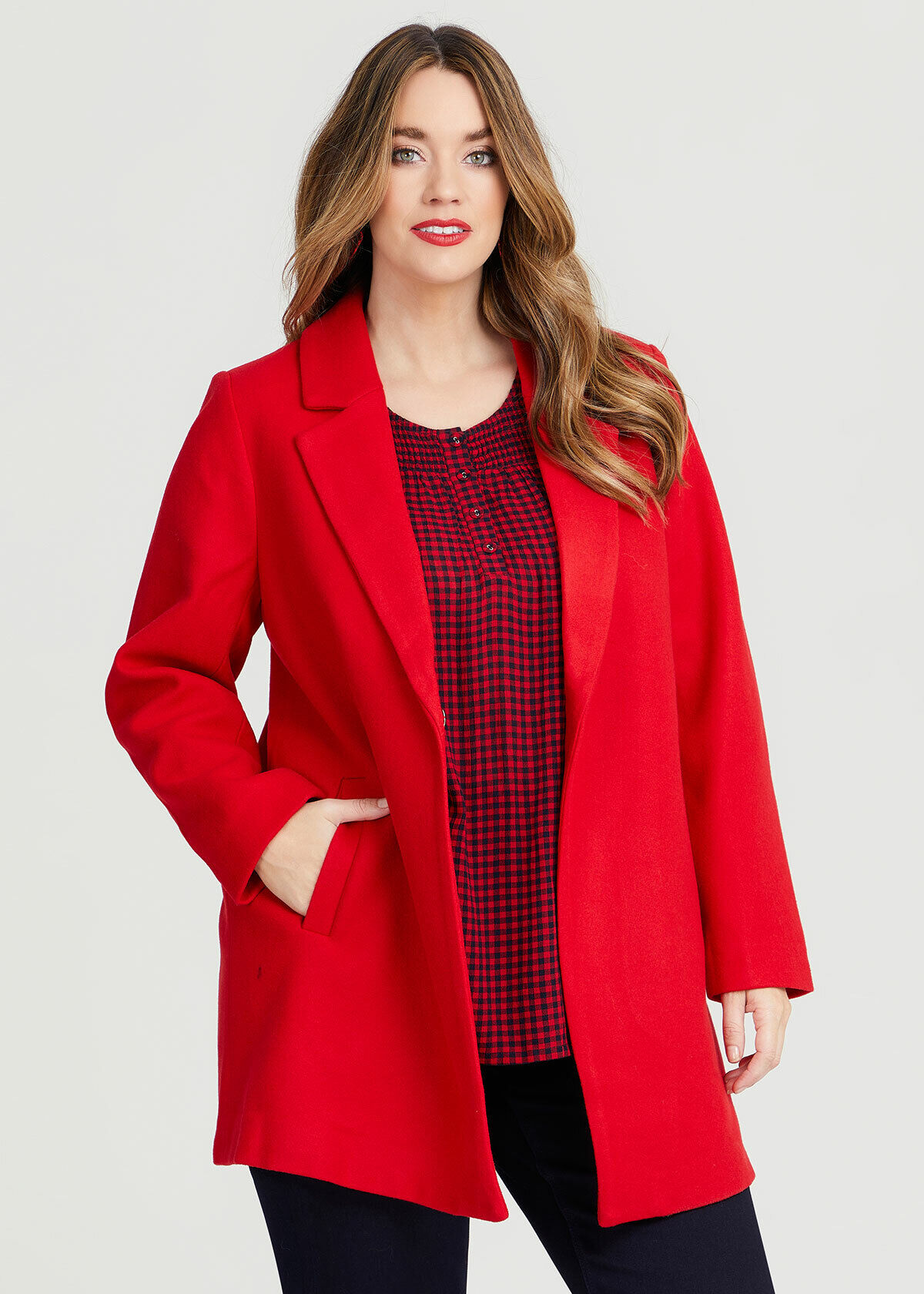 Wool blend coat best sale plus size