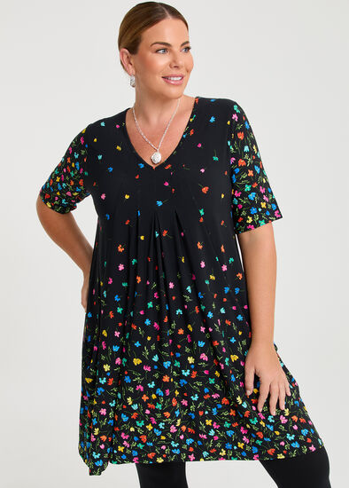 Plus Size Border Print Tunic