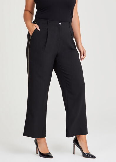 Plus Size Black Wide Leg Trousers Elasticated Waistband With