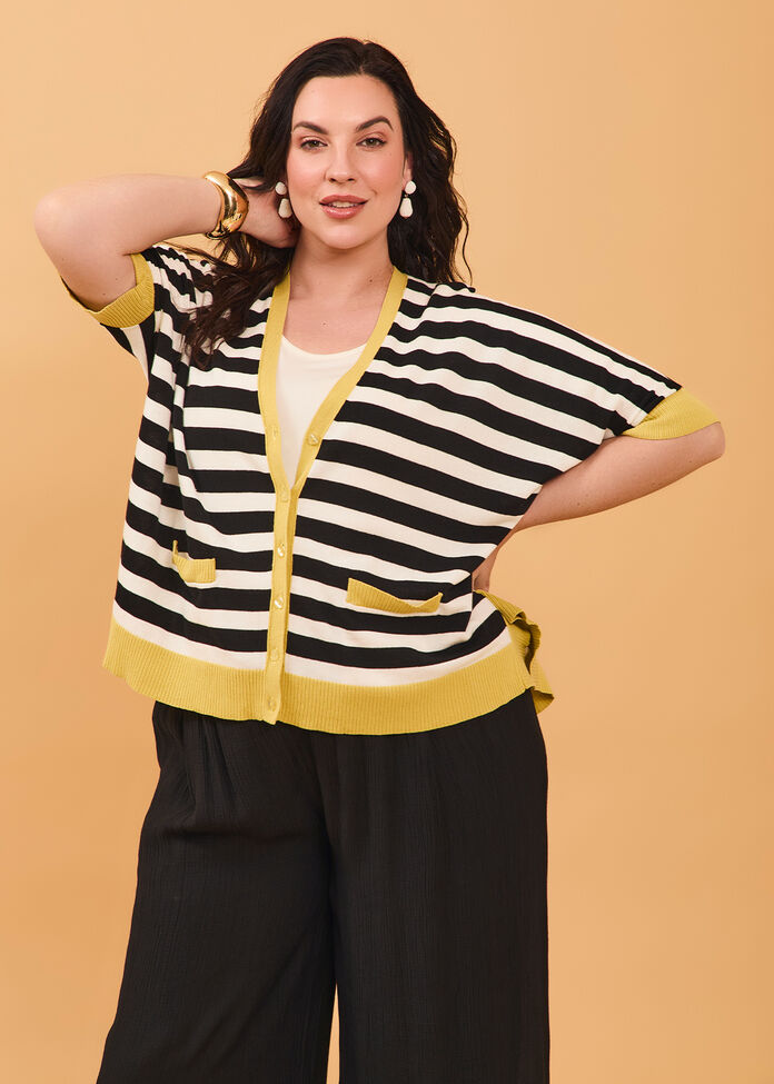 Stripe Oversized Cardigan, , hi-res