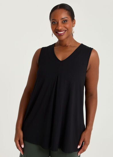 Plus Size Swing Pleat Natural Tank