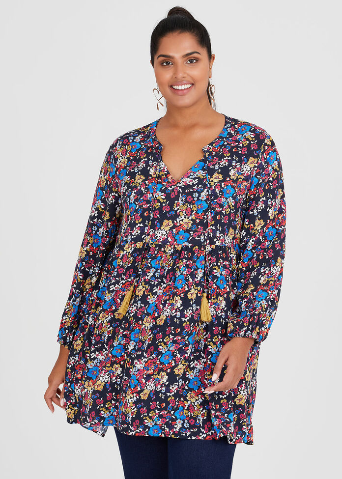 Shop Plus Size Natural Floral Tunic in Multi | Sizes 12-30 | Taking ...