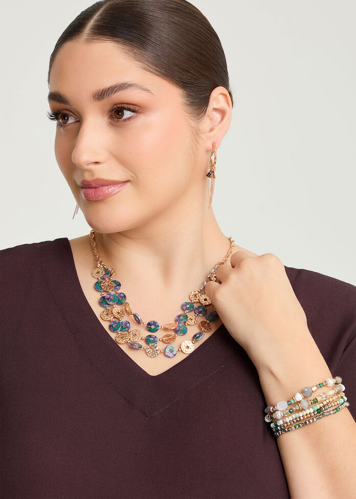 Layered Oil Slick Necklace, , hi-res