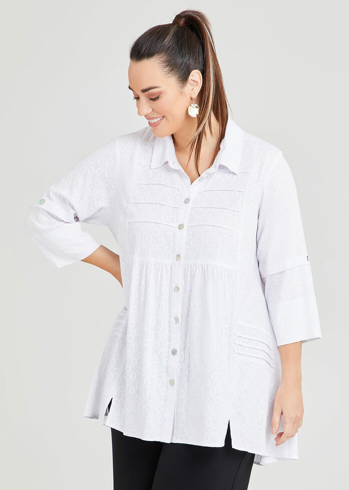 Spot Tuck Front Natural Shirt, , hi-res