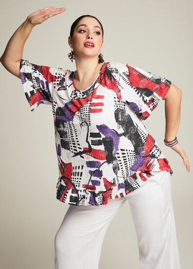 Plus Size Salsa Bamboo & Foil Crush Top