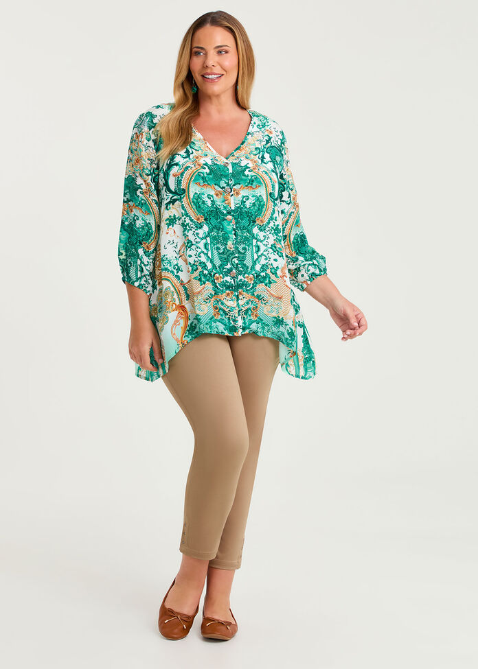 Baroque Natural Button Top, , hi-res
