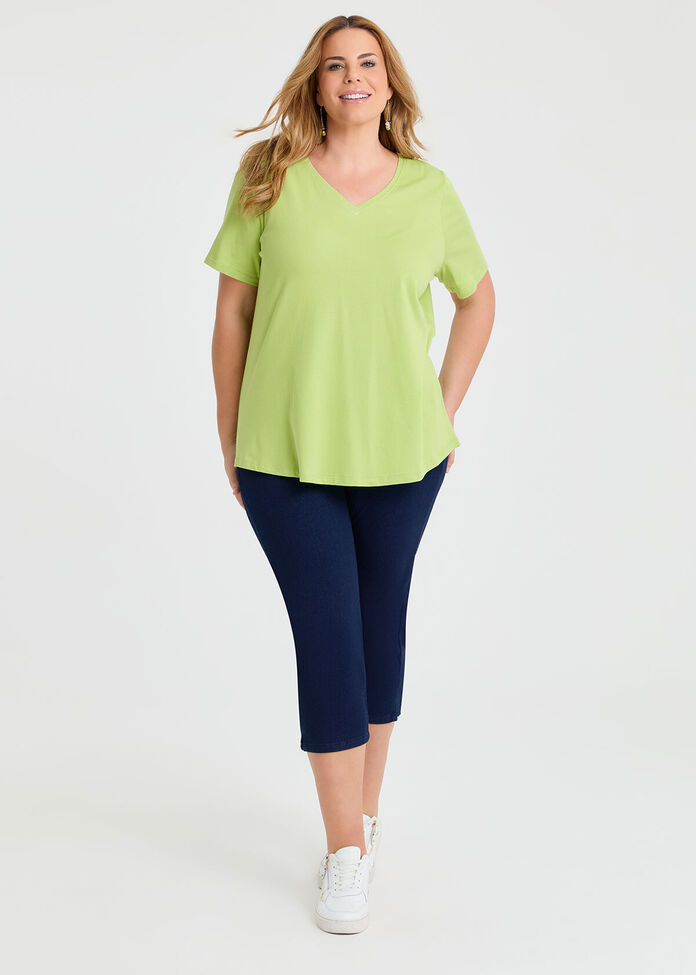 Shop Plus Size Organic Cotton V-neck T-shirt, Green | Taking Shape UK