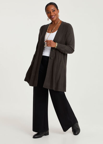 Plus Size Pintuck Swing Natural Cardigan