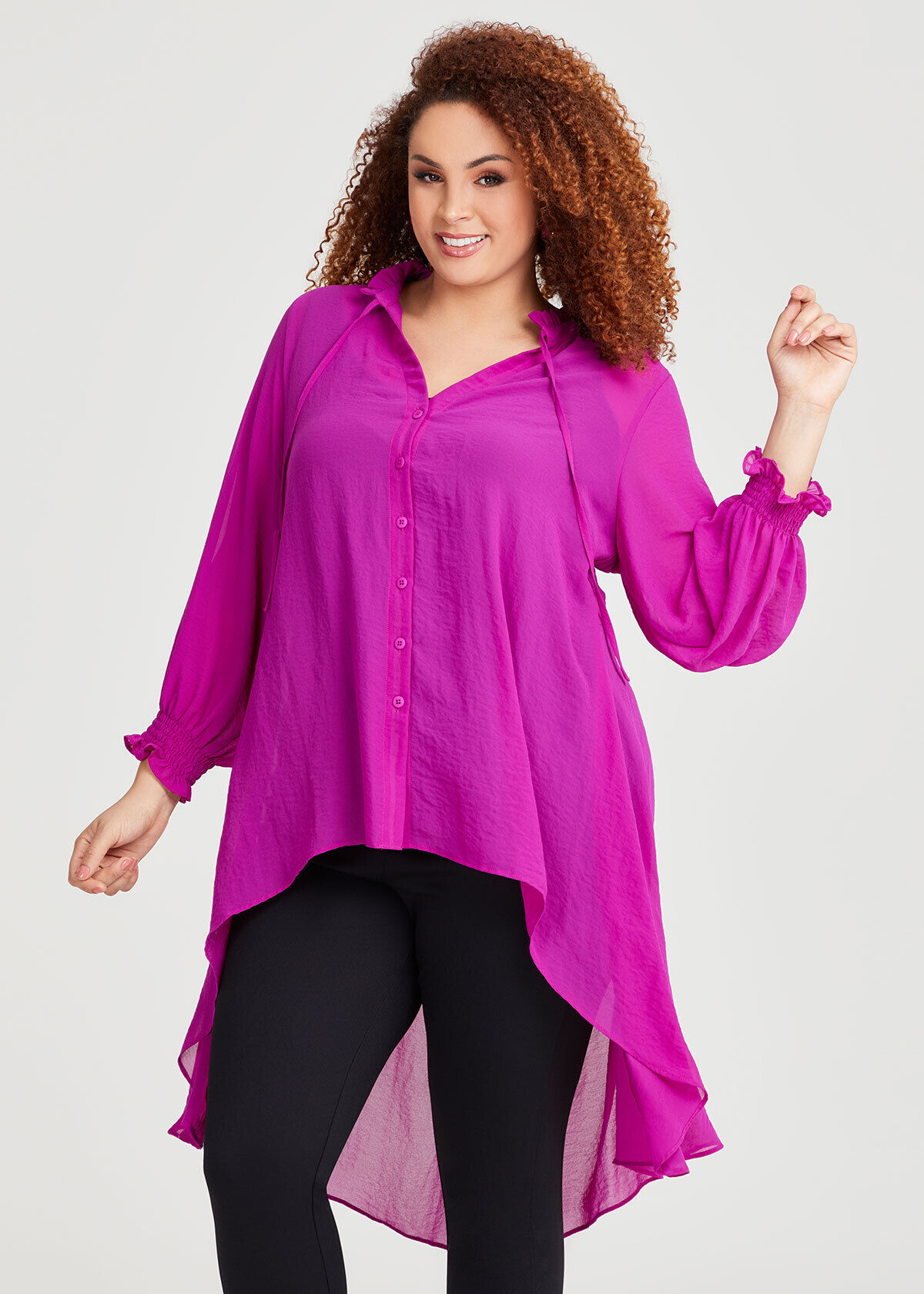 Pink chiffon top plus size store