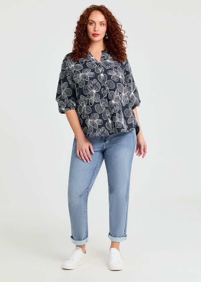 Cotton Handcraft Floral Top, , hi-res