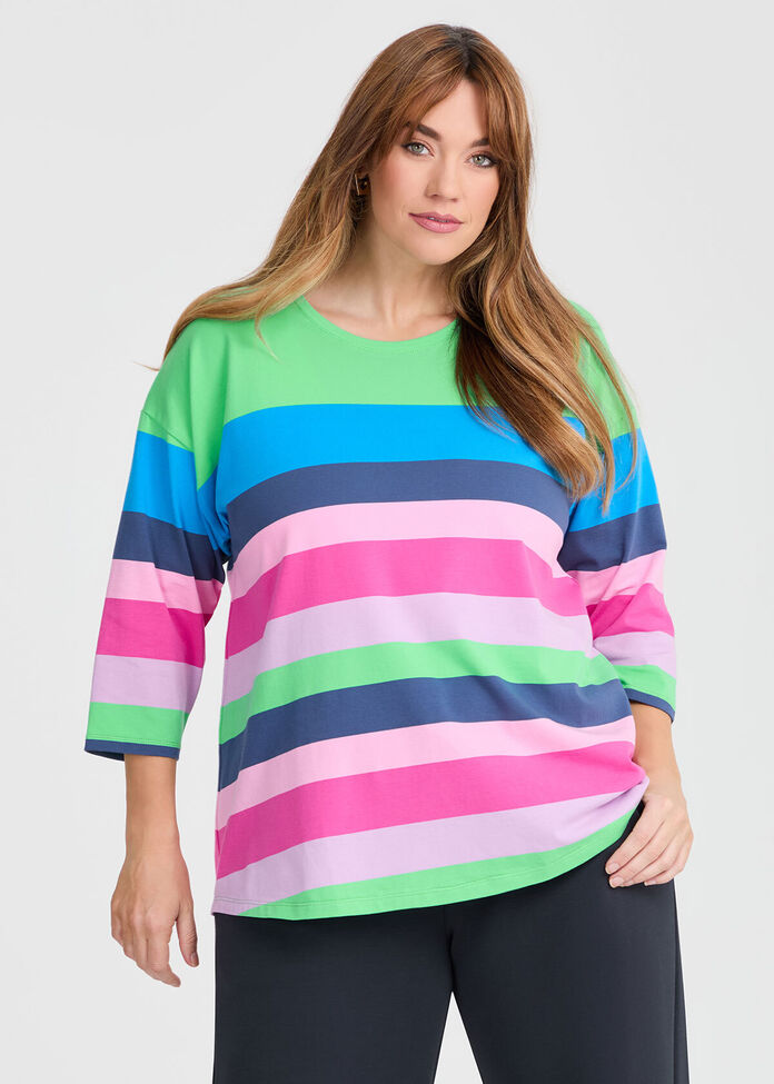 Cotton Refresh Stripe Top, MULTI STRIPE, hi-res