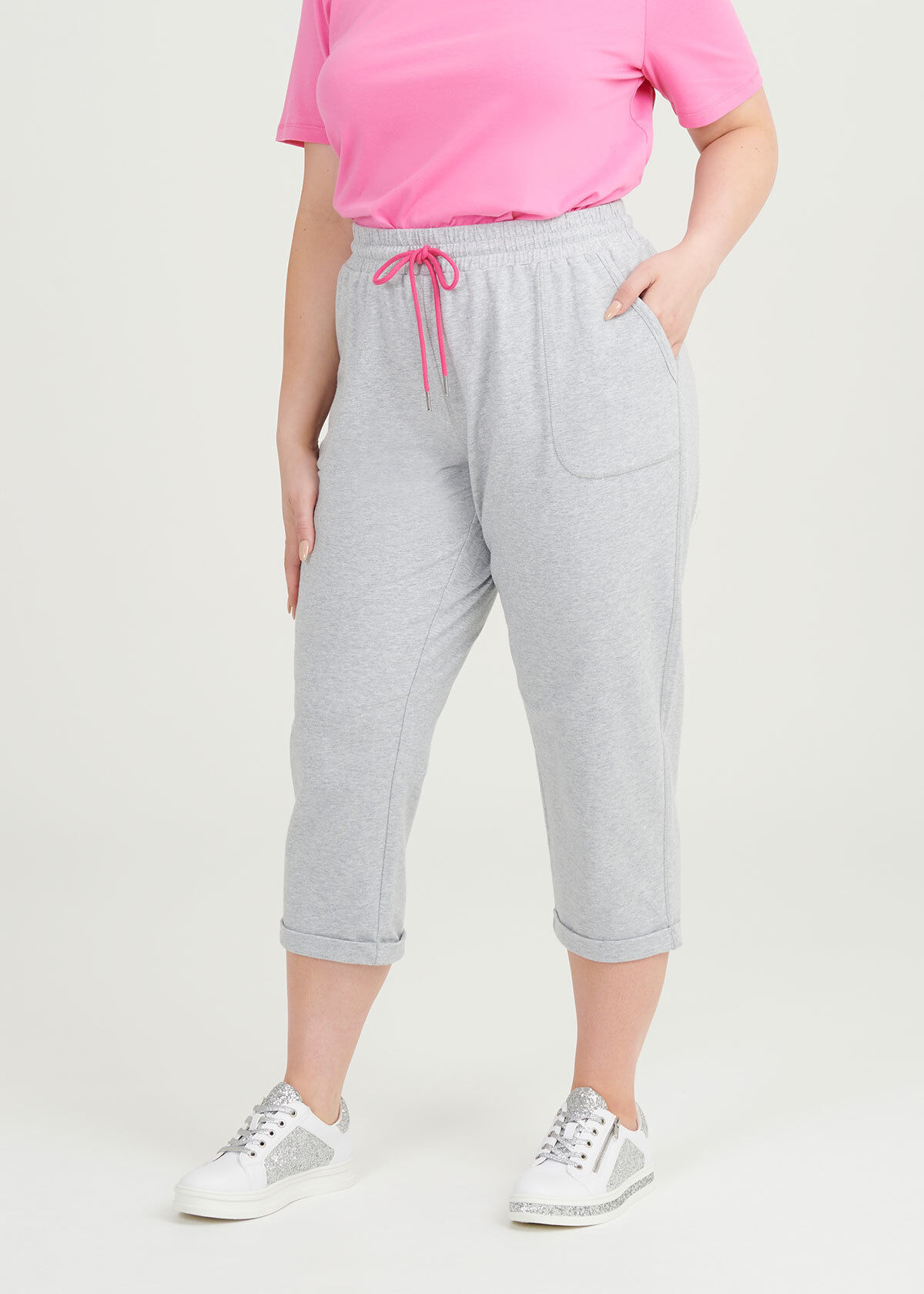 Shop Plus Size Cotton Cropped Jogger in Grey Taking Shape AU