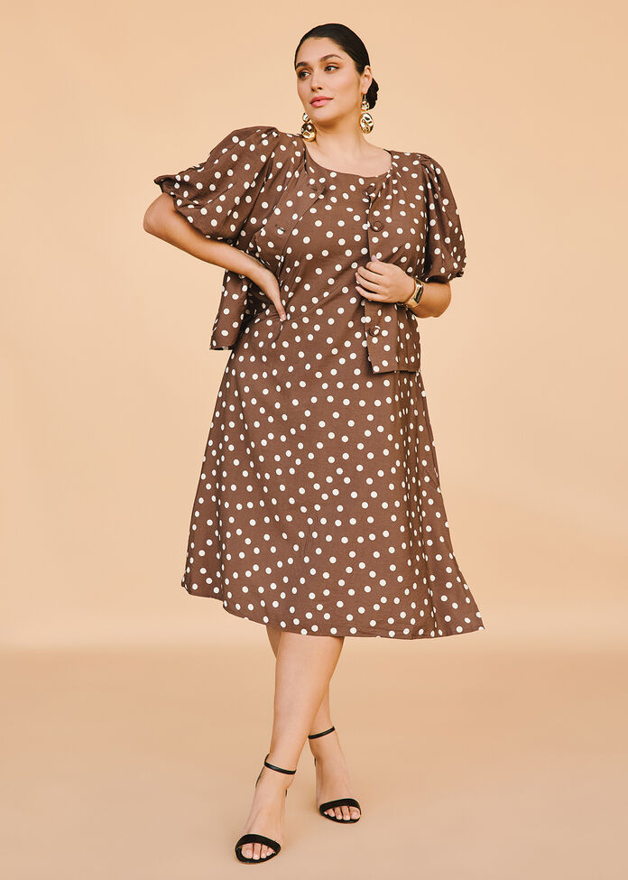 Julia Spot Midi Dress, , hi-res