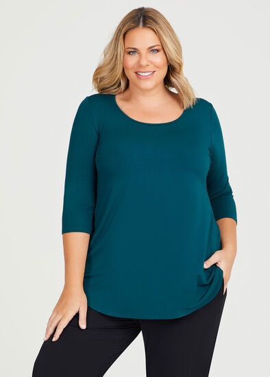 Plus Size Bamboo Base 3/4 Slv Top