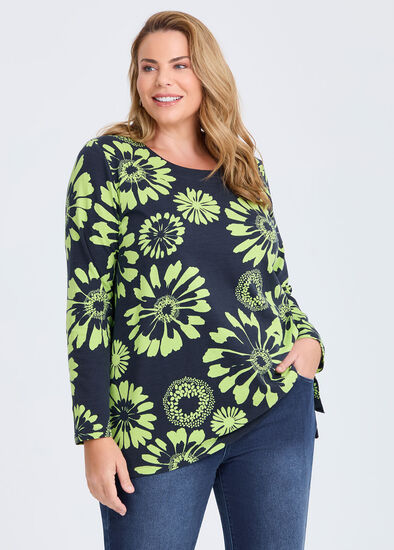 Plus Size Cotton Gerbera Flower Top