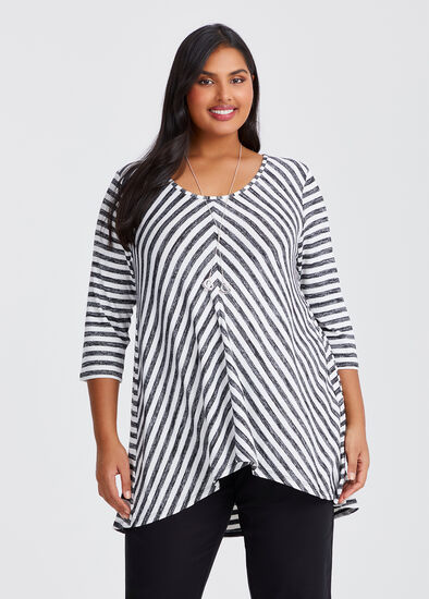 Plus Size Striped Knit Top