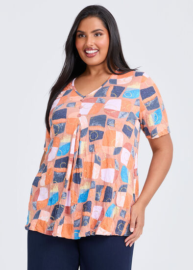 Plus Size Piia Pleat Front Bamboo Crush Top