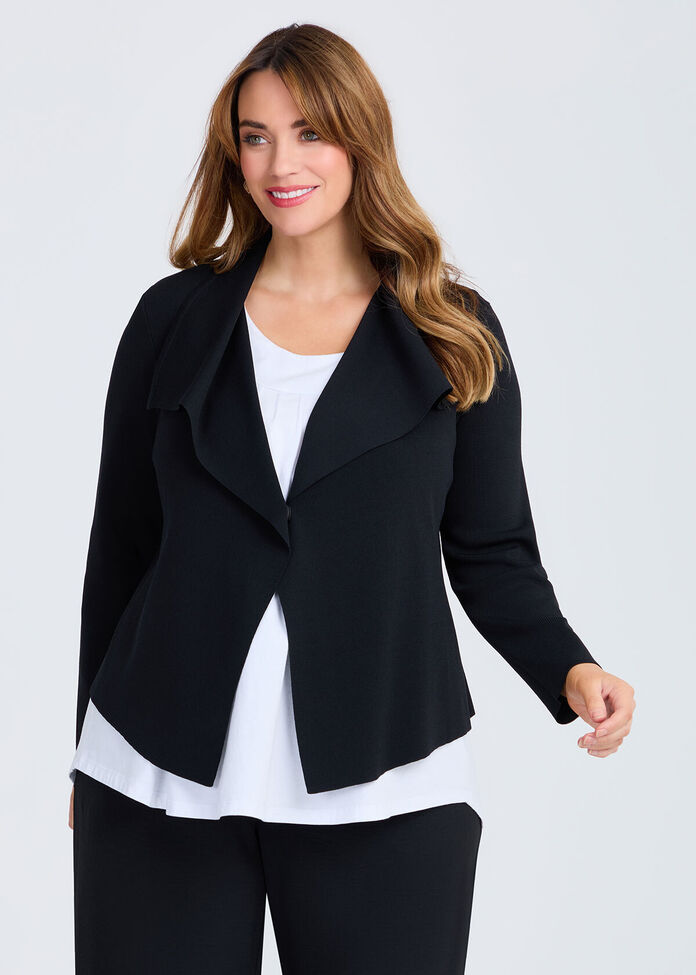 Shop Plus Size Urban Milano Natural Cardigan, Black | Taking Shape NZ