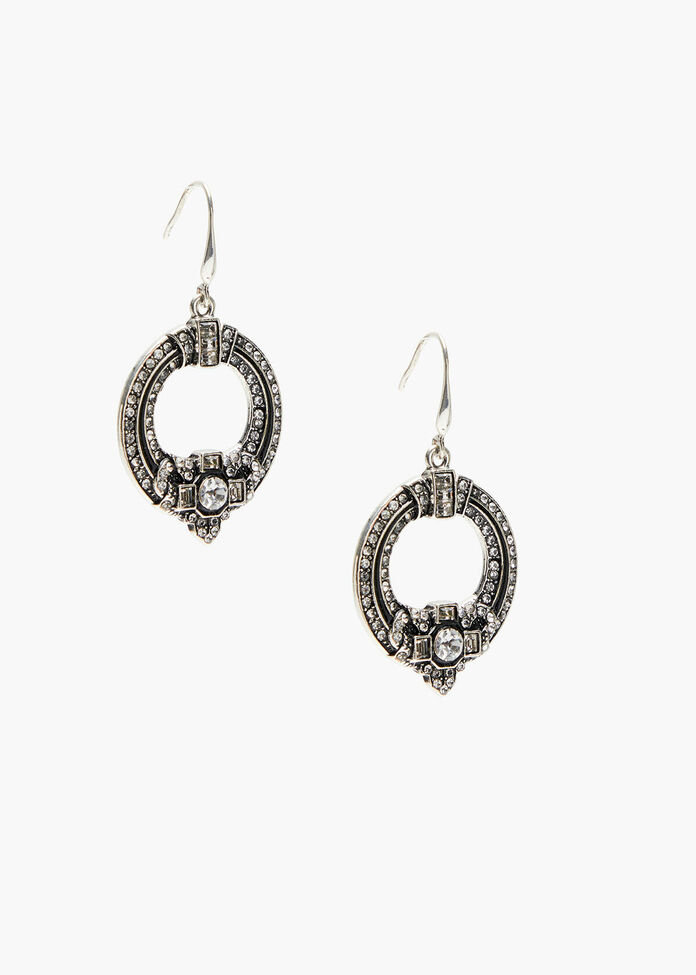 Silver Crystal Earrings, , hi-res