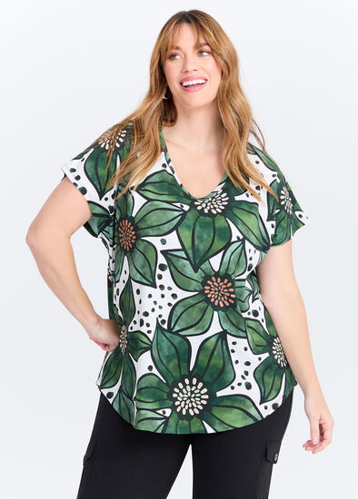 Plus Size Cotton Urban Floral T-shirt